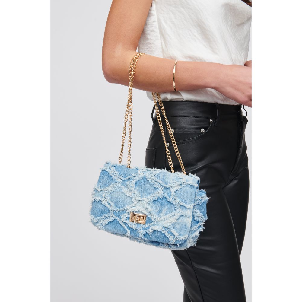 Woman wearing Denim Urban Expressions Arabella Crossbody 818209017053 View 1 | Denim