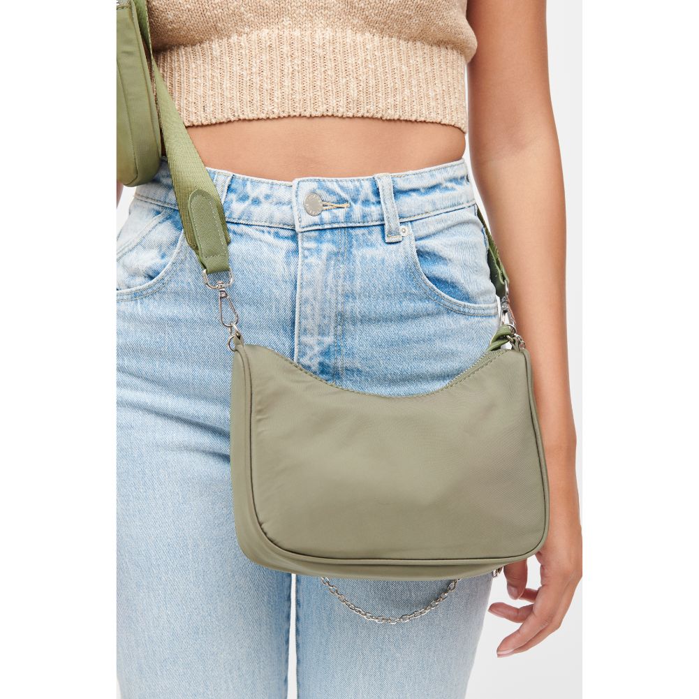 Woman wearing Hunter Green Urban Expressions Joss - Nylon Crossbody 840611178466 View 2 | Hunter Green