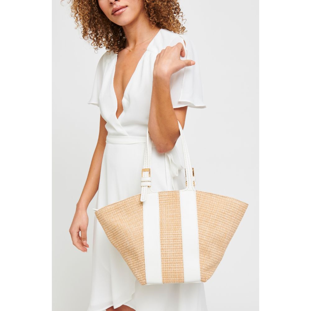 Woman wearing White Urban Expressions La Jolla Tote 840611179173 View 2 | White