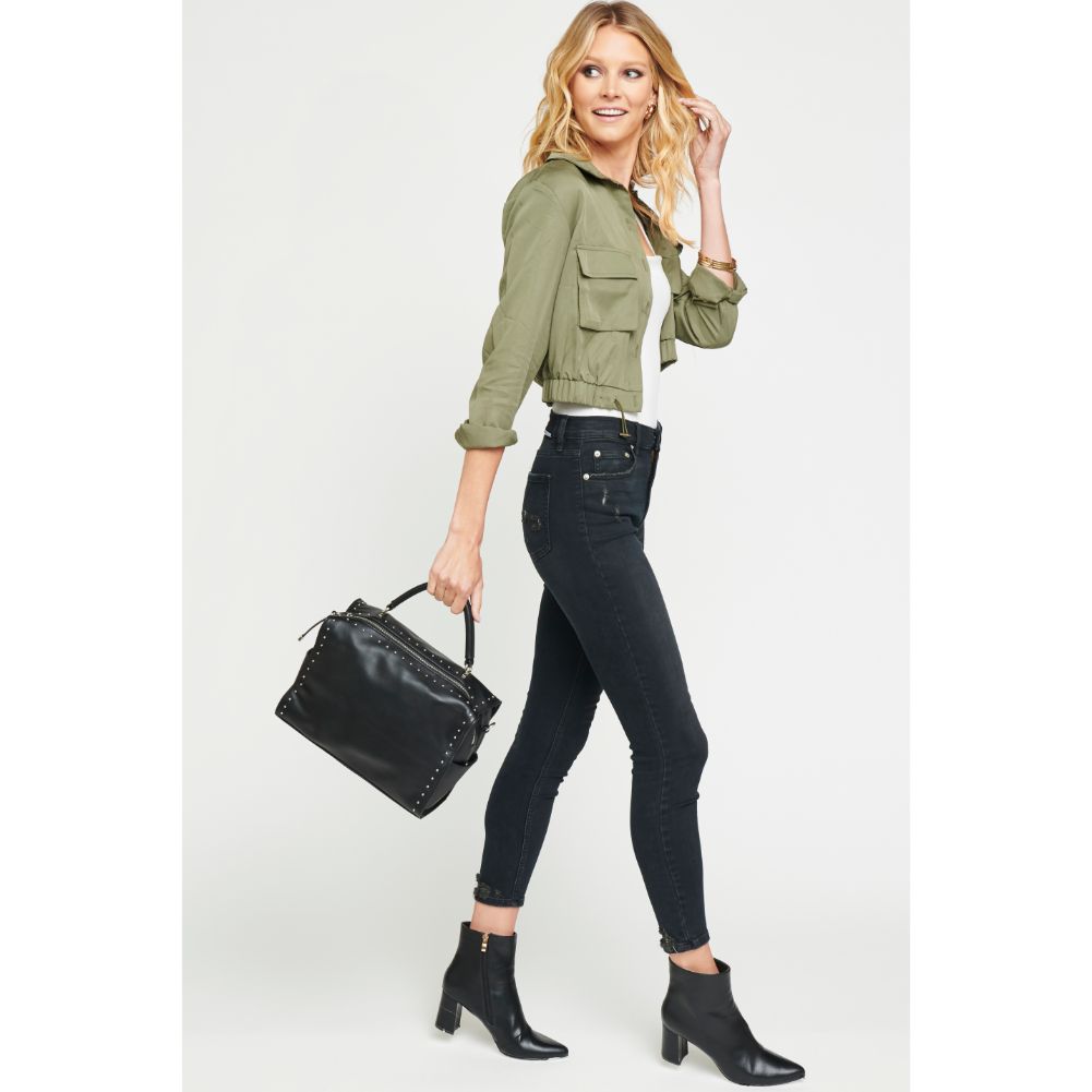 Woman wearing Black Urban Expressions Madden Satchel 840611153739 View 3 | Black