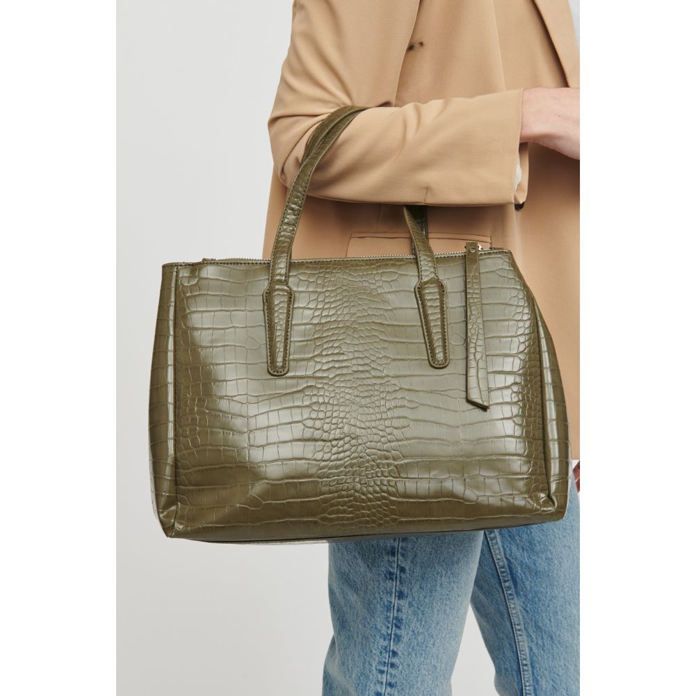 Woman wearing Olive Urban Expressions Nora Satchel 840611167378 View 1 | Olive