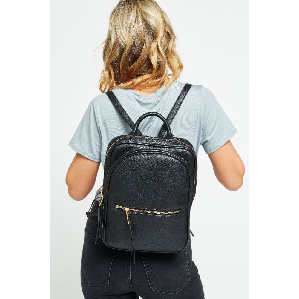 Woman wearing Black Urban Expressions Mercer Backpack 840611178855 View 4 | Black