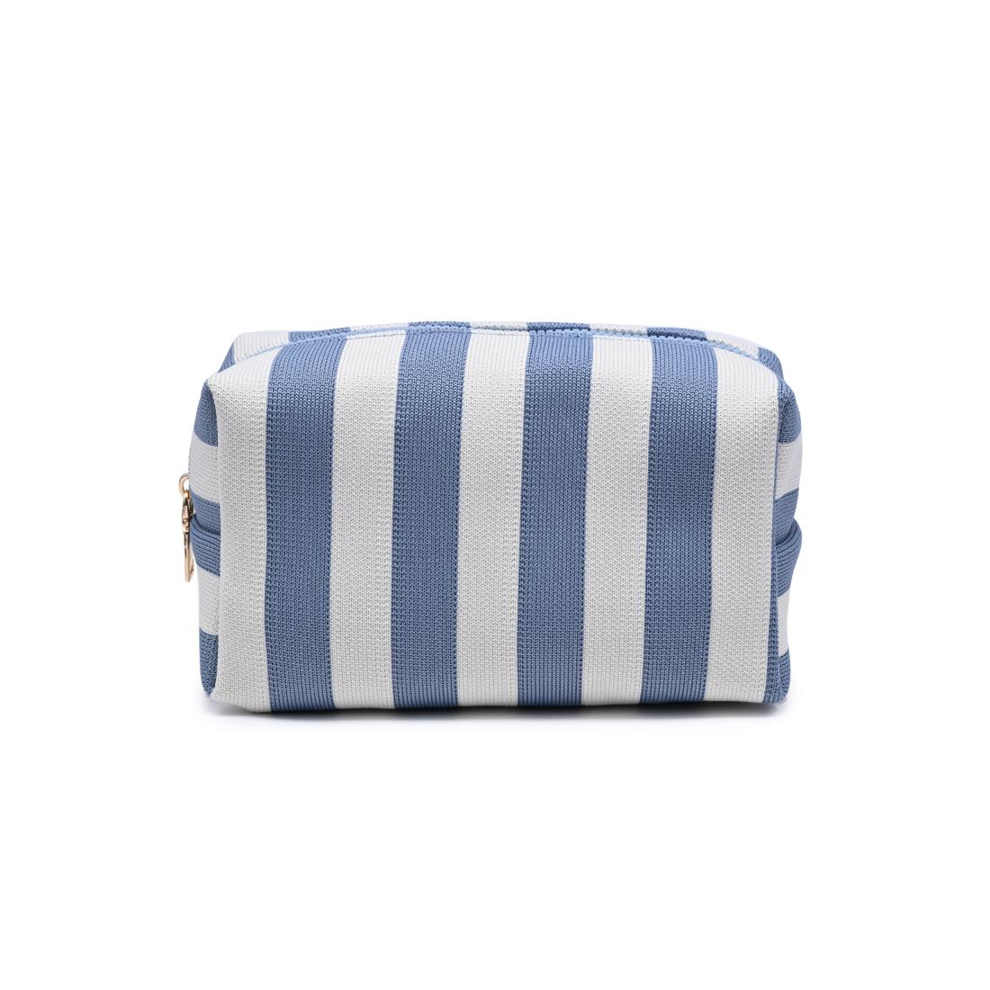 Urban Essentials Essential Stripe Cosmetic & Travel Organizer Pouch 840504215889 View 1 | Blue Ivory