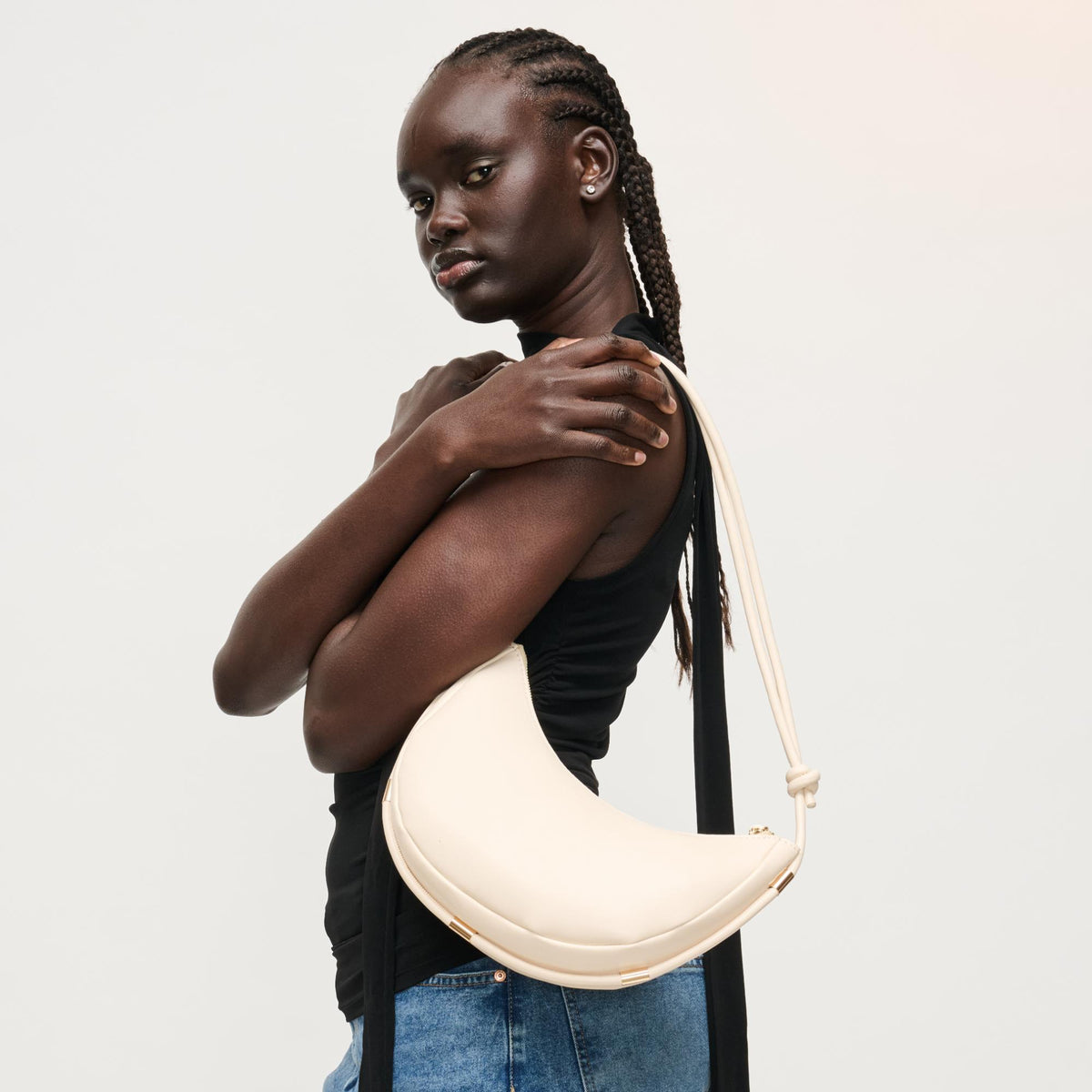 Woman wearing Cream Urban Expressions Murphy Crossbody 840504208171 View 1 | Cream