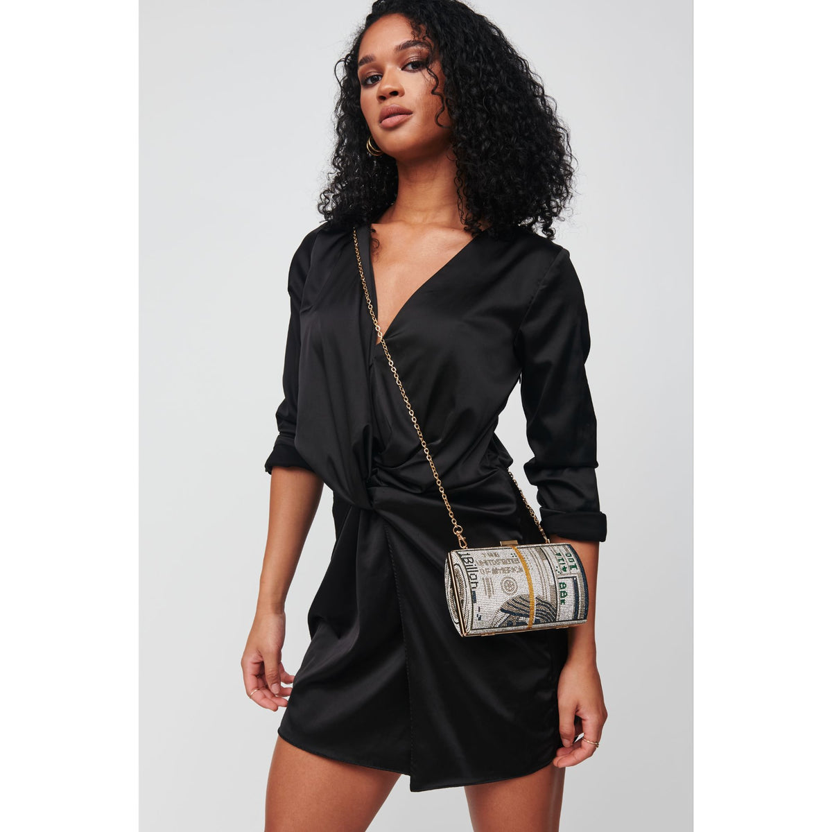 Woman wearing Silver Urban Expressions L'argent Minaudiere 818209012713 View 2 | Silver