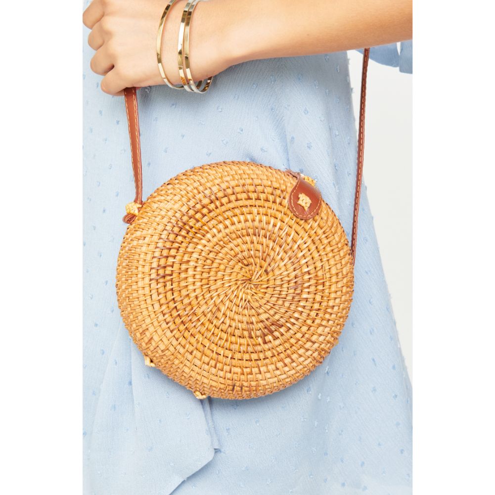 Woman wearing Natural Urban Expressions Bacara Crossbody 840611167576 View 2 | Natural