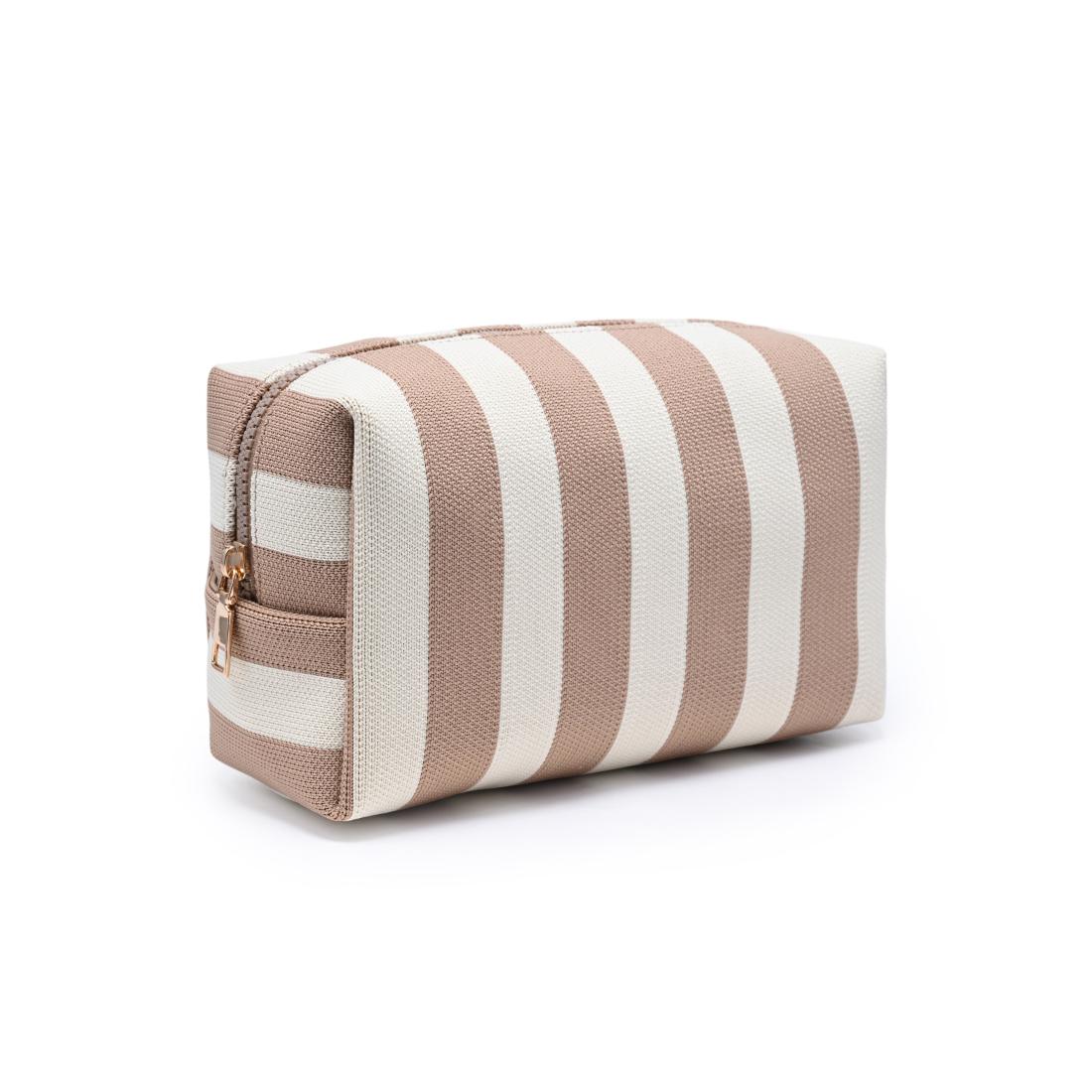 Urban Essentials Essential Stripe Cosmetic & Travel Organizer Pouch 840504215872 View 2 | Natural Ivory