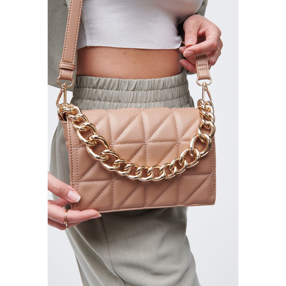 Woman wearing Camel Urban Expressions Alani Crossbody 818209011464 View 2 | Camel