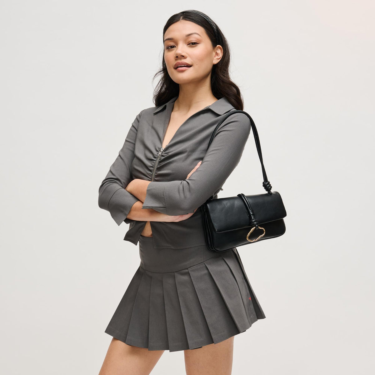 Woman wearing Black Urban Expressions Belina Crossbody 840504206528 View 1 | Black