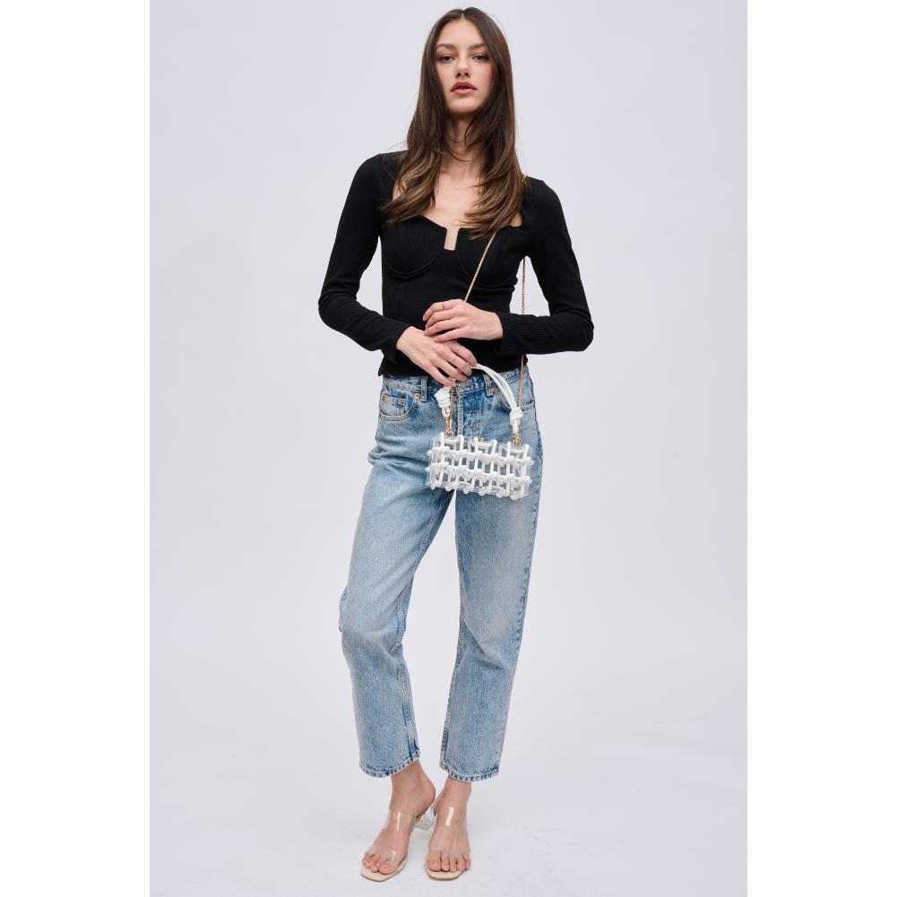 Woman wearing White Urban Expressions Mavis Evening Bag 840611191649 View 3 | White