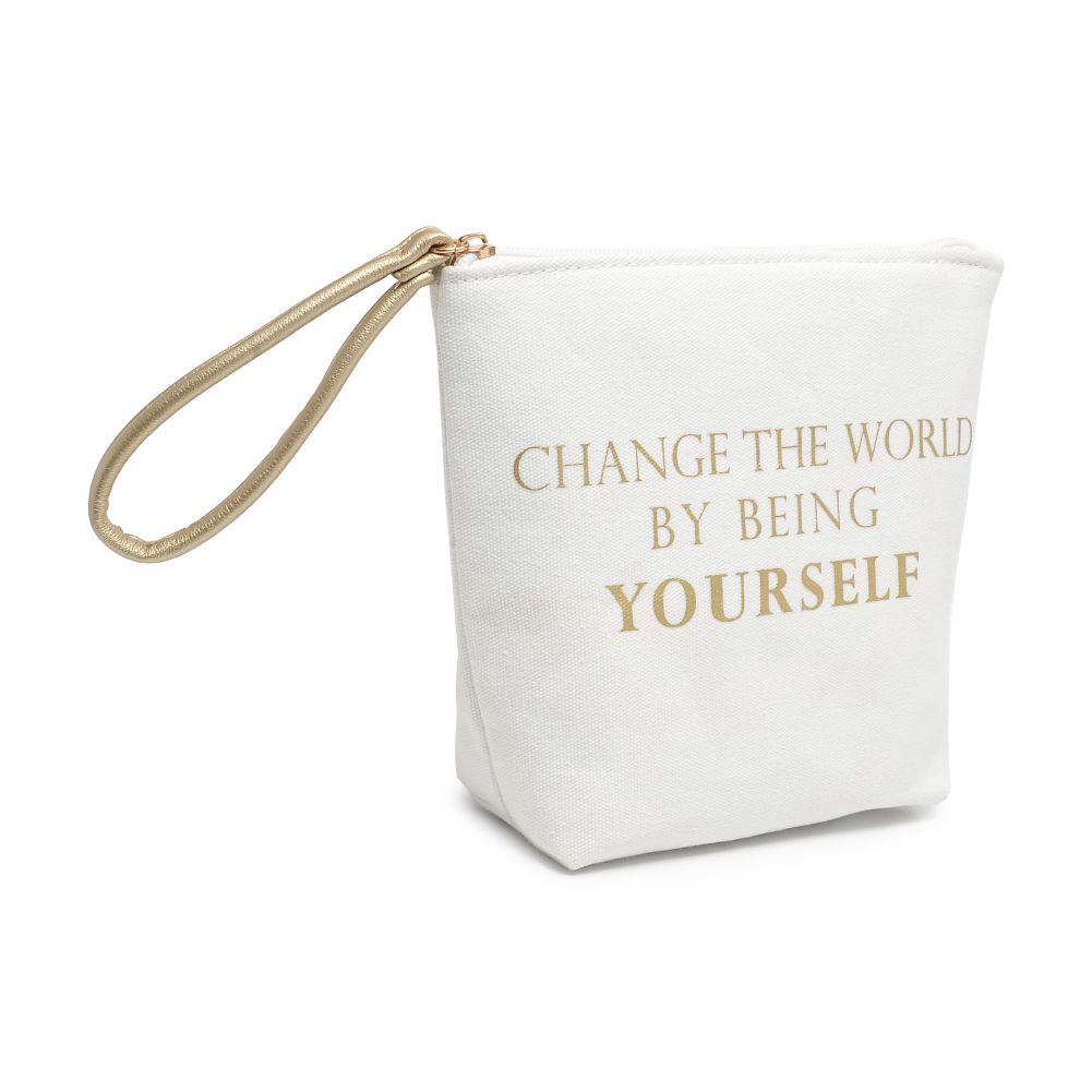Woman wearing Change The World Urban Expressions Carry-All Writing Wristlet 818209012492 View 6 | Change The World
