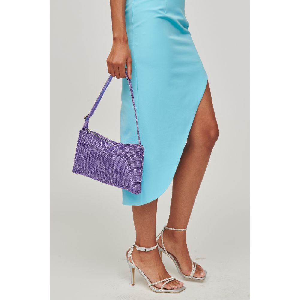 Woman wearing Purple Urban Expressions Glenda Evening Bag 840611110060 View 3 | Purple