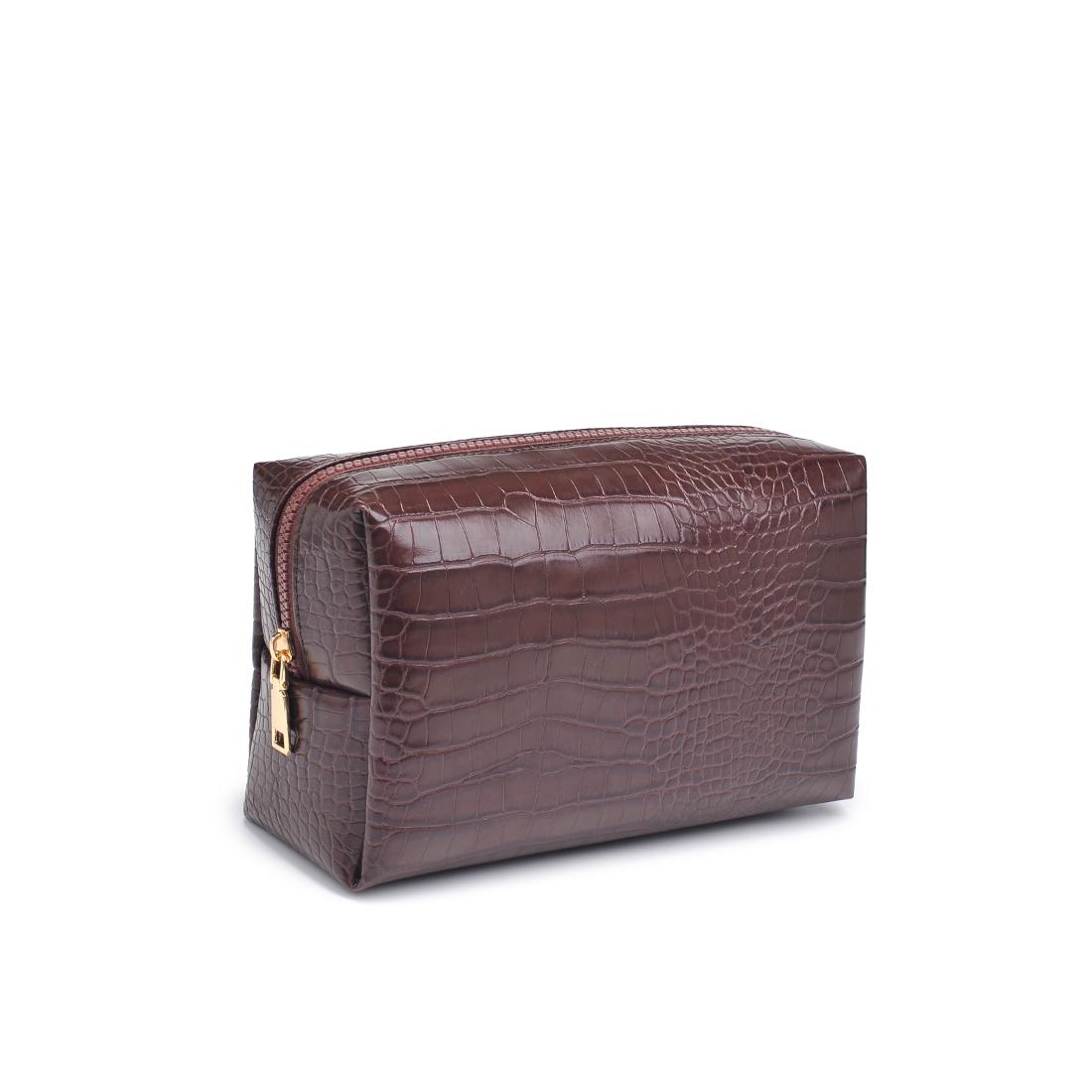 Urban Essentials Croc Chic Cosmetic & Travel Organizer Pouch 840611197283 View 6 | Chocolate