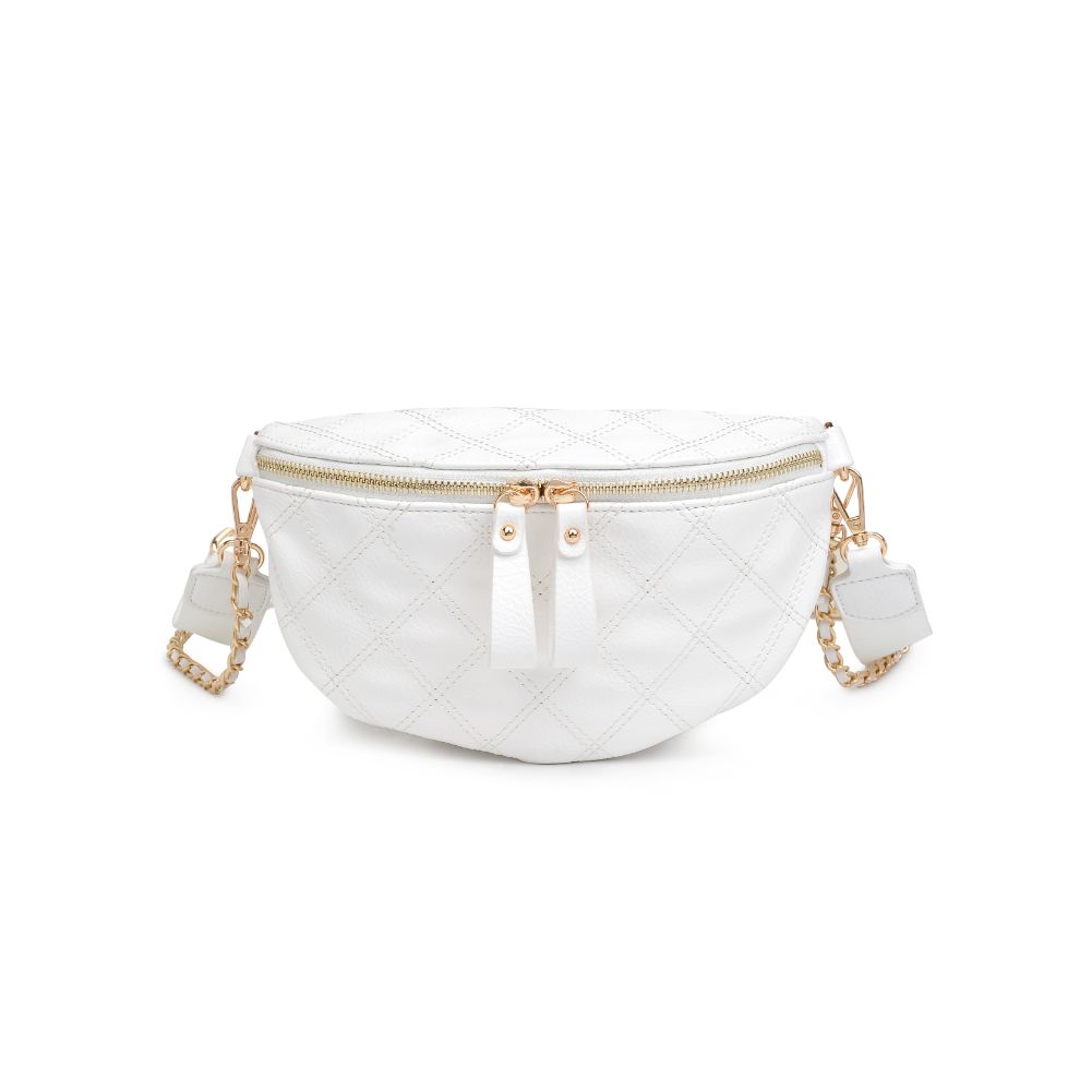 Woman wearing White Urban Expressions Lachlan - Quilted Belt Bag 840611113009 View 5 | White
