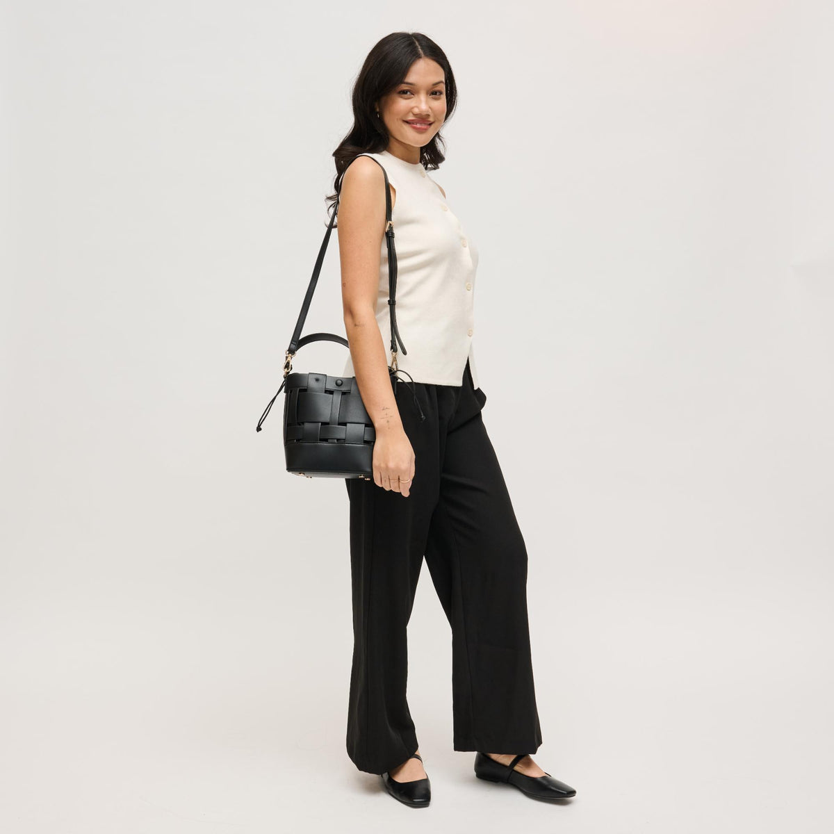 Woman wearing Black Urban Expressions Parker Crossbody 840504205446 View 3 | Black