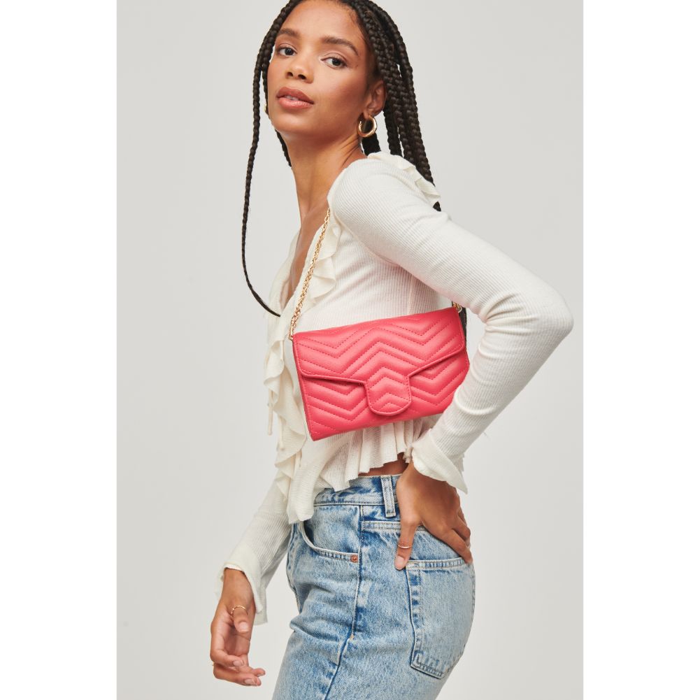 Woman wearing Raspberry Urban Expressions Gabriella Crossbody 840611110268 View 3 | Raspberry