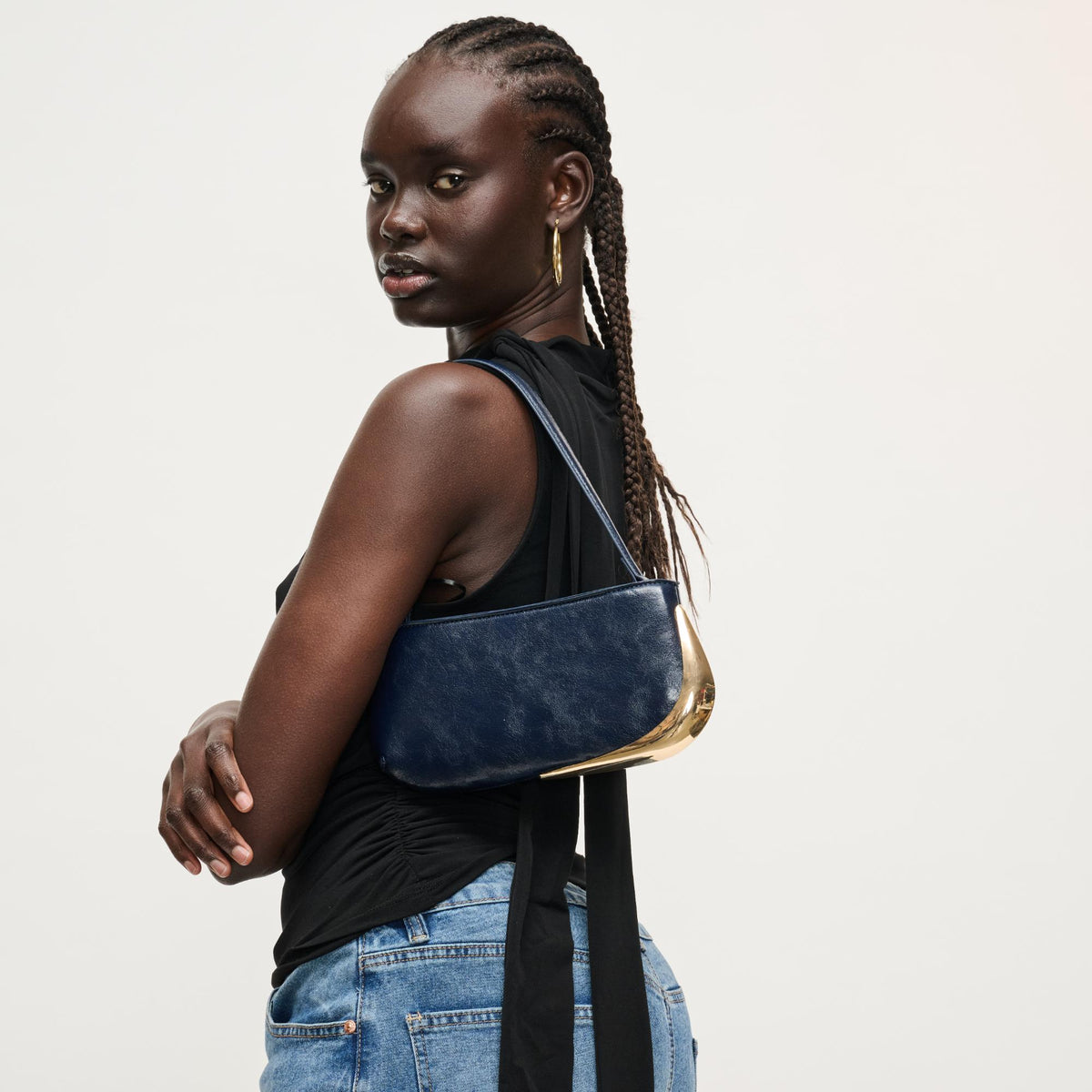 Woman wearing Navy Urban Expressions Cooper Shoulder Bag 840504205774 View 1 | Navy