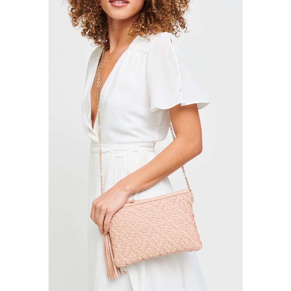 Woman wearing French Rose Urban Expressions Jess Clutch 840611172525 View 1 | French Rose
