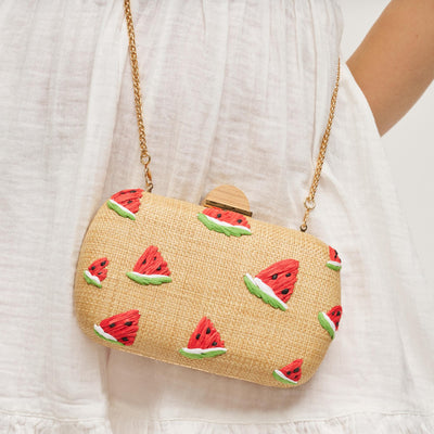 Woman wearing Watermelon Urban Expressions Pebbles Evening Bag 840504207952 View 1 | Watermelon