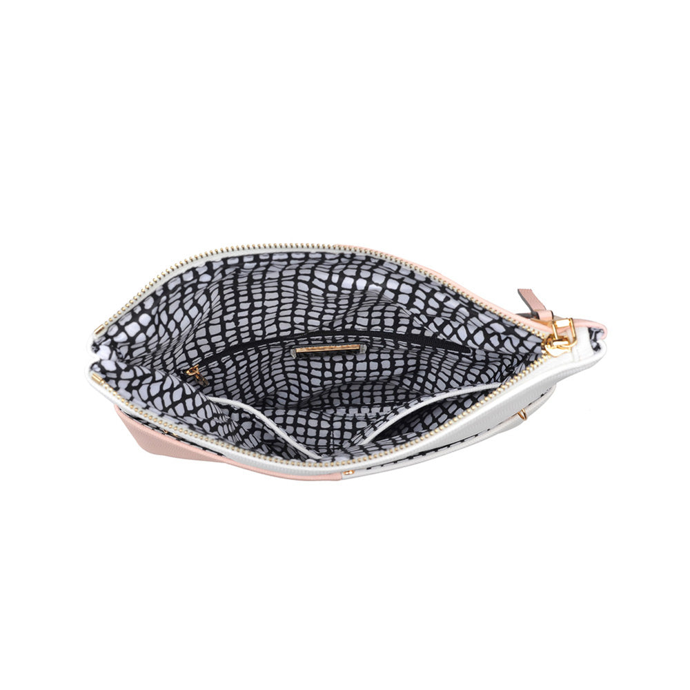 Woman wearing White Pink Urban Expressions Soraya Clutch NA-840611146786 View 9 | White Pink
