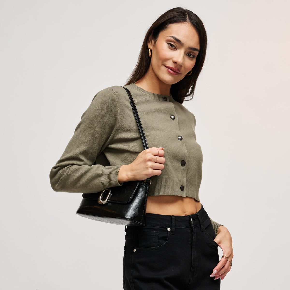 Woman wearing Black Urban Expressions Larek Crossbody 840504212321 View 2 | Black