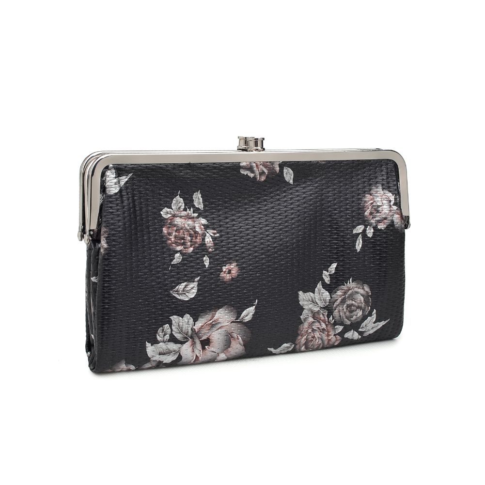 Woman wearing Black Urban Expressions Sandra Floral Wallet 840611151643 View 6 | Black