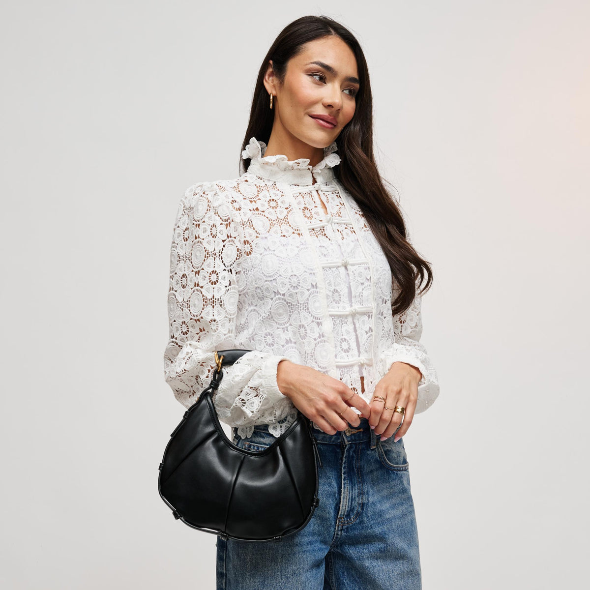 Woman wearing Black Urban Expressions McCarthy - Small Hobo 840504211973 View 3 | Black