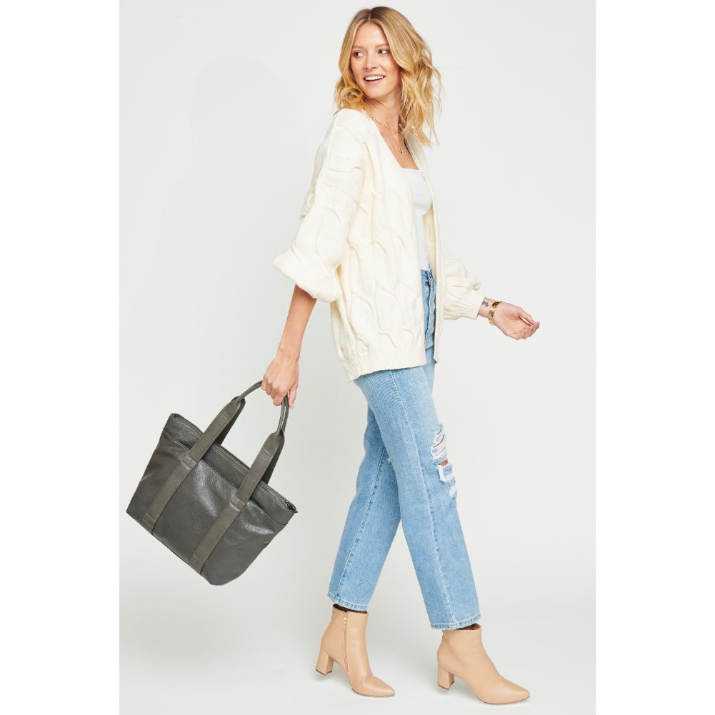 Woman wearing Charcoal Urban Expressions Finn Texture Tote NA-840611156600 View 3 | Charcoal