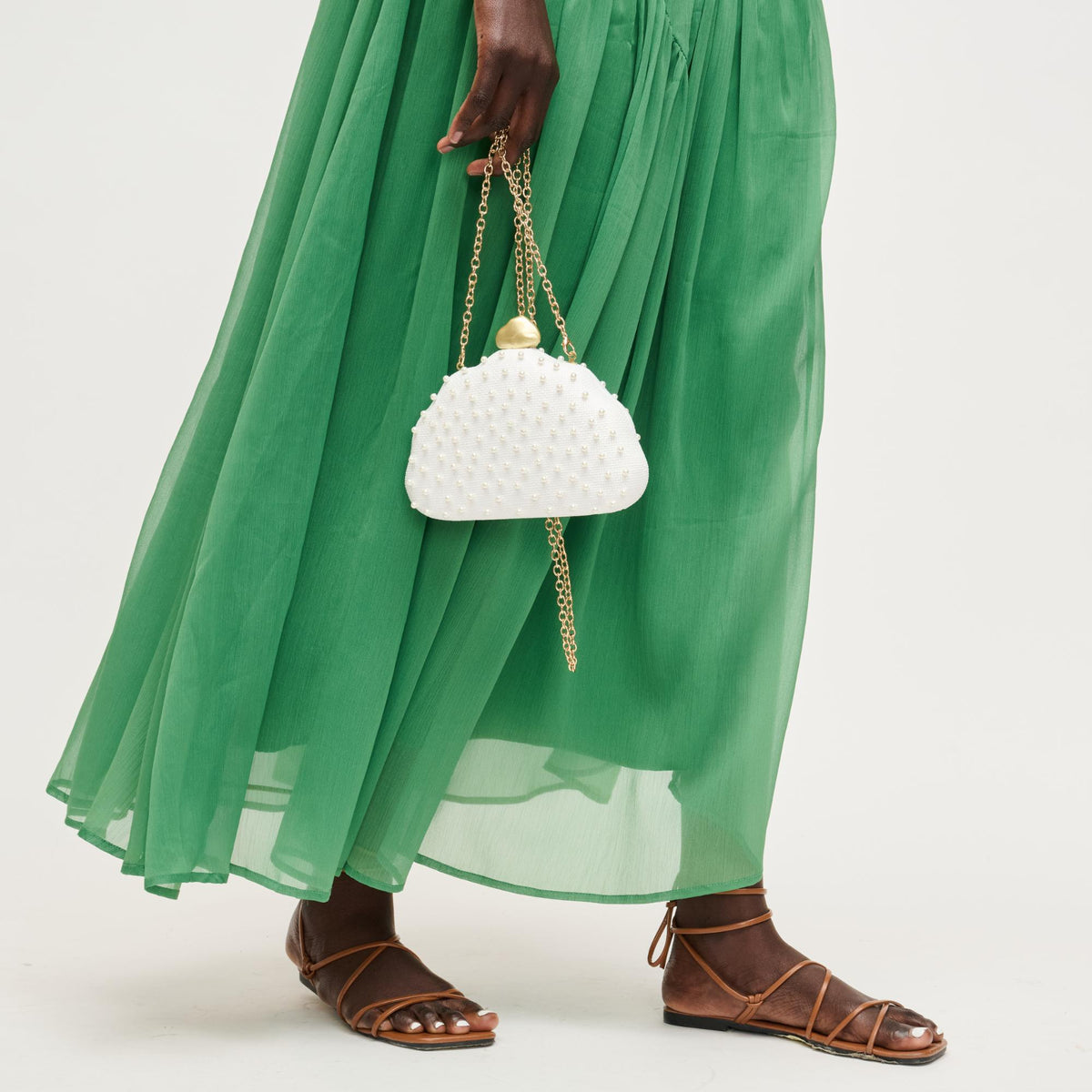Woman wearing Ivory Urban Expressions Valerie Evening Bag 840504207914 View 3 | Ivory