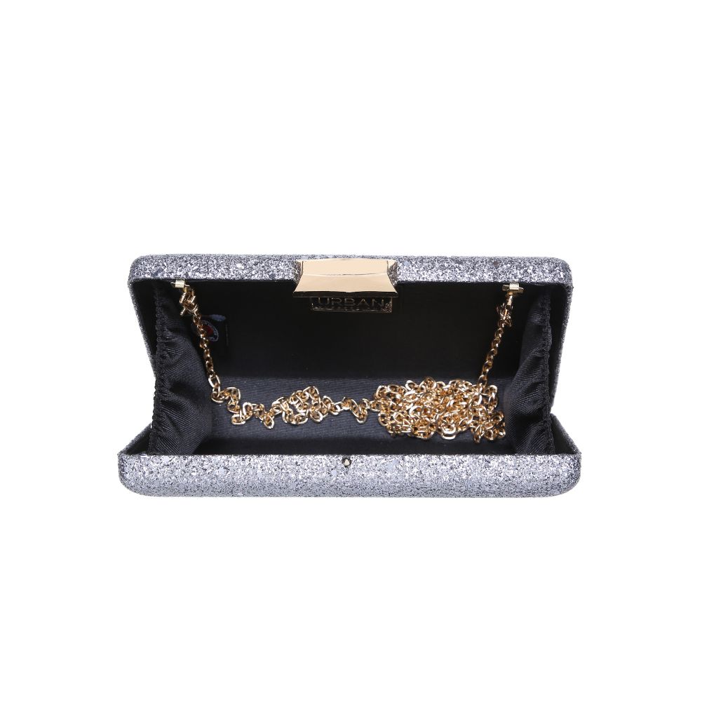 Woman wearing Pewter Urban Expressions Flora Confetti Evening Bag NA-840611156990 View 9 | Pewter