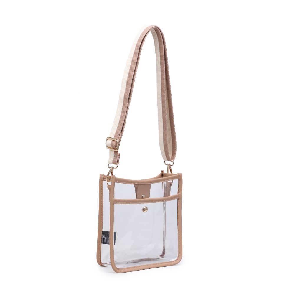 Woman wearing Nude Urban Expressions Beckham Crossbody 840611119988 View 6 | Nude