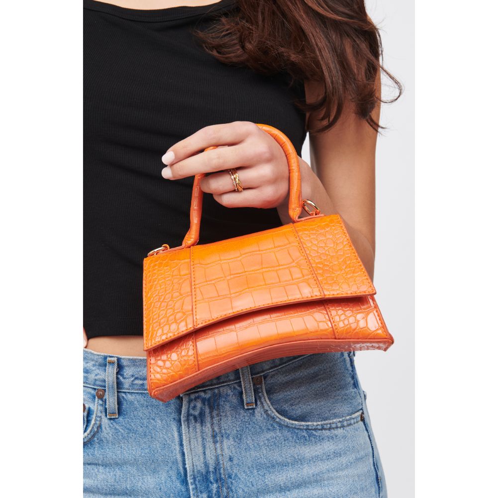 Woman wearing Tangerine Urban Expressions Lucas - Croco Crossbody 818209018418 View 4 | Tangerine