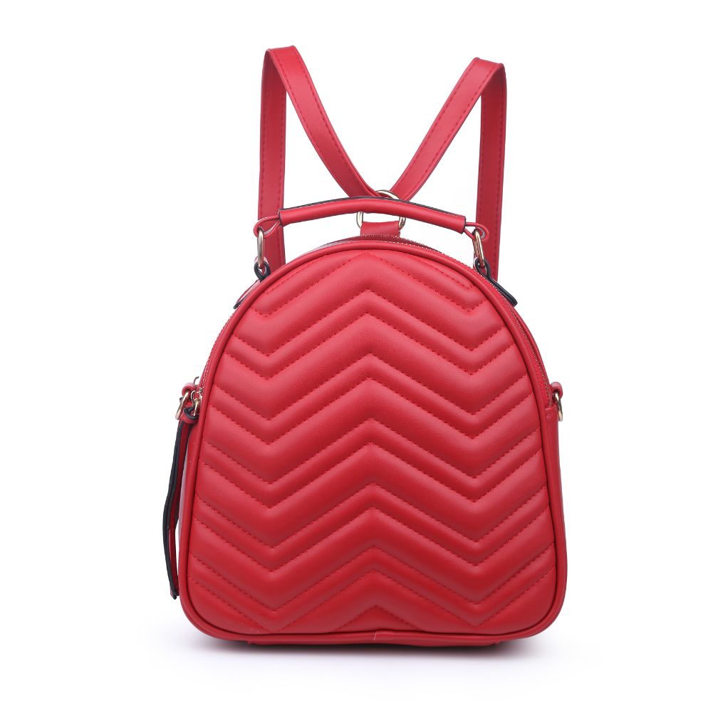 Product Image of Urban Expressions Constance V Stitch Double Zip Backpack 840611168610 View 1 | Red