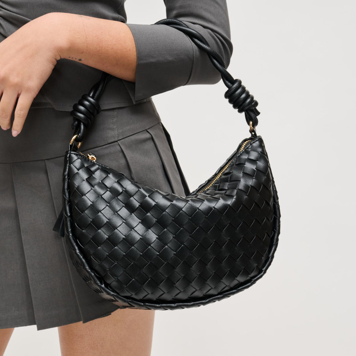 Woman wearing Black Urban Expressions Violet Hobo 840504206573 View 3 | Black