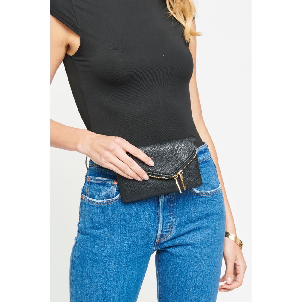 Woman wearing Black Urban Expressions Lucy Crossbody Wristlet 840611167675 View 3 | Black
