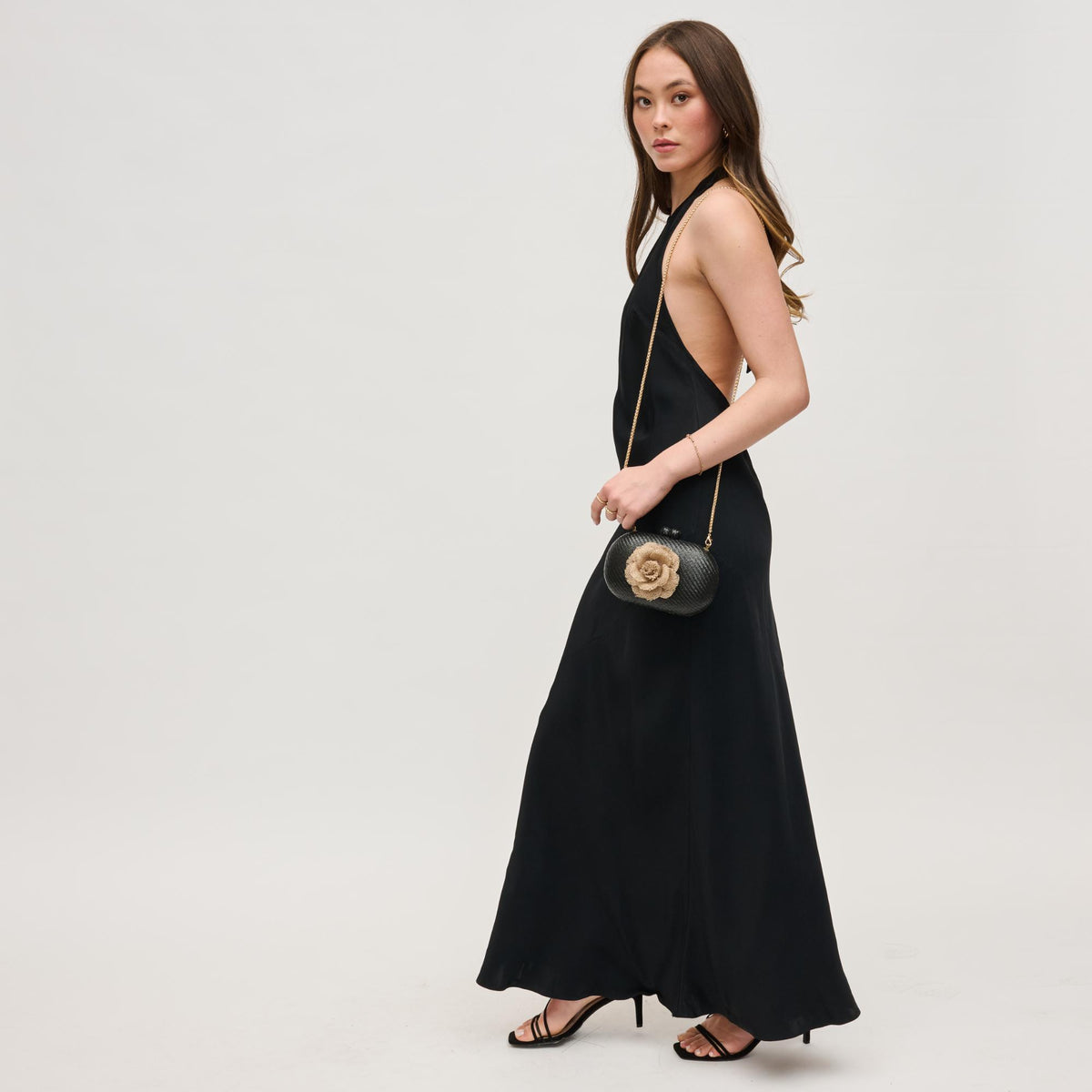 Woman wearing Black Urban Expressions Fleur Evening Bag 840611156488 View 4 | Black