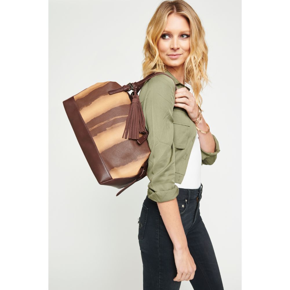 Woman wearing Tan Urban Expressions Wilder Satchel 840611122568 View 2 | Tan