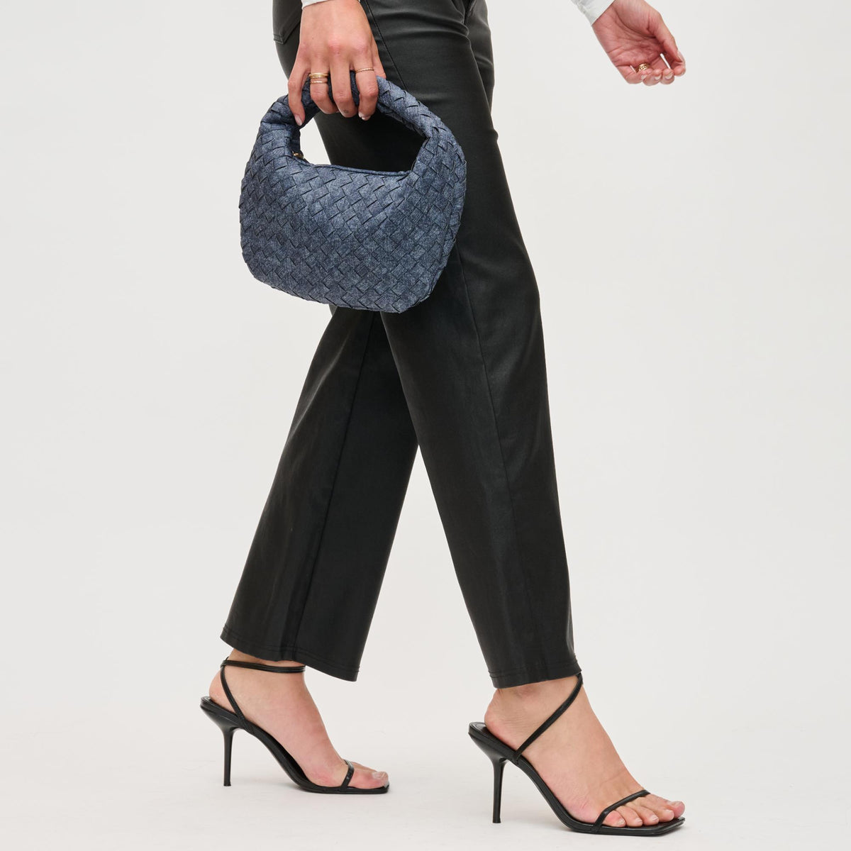 Woman wearing Dark Denim Urban Expressions Tracy - Woven Clutch 840611192950 View 2 | Dark Denim