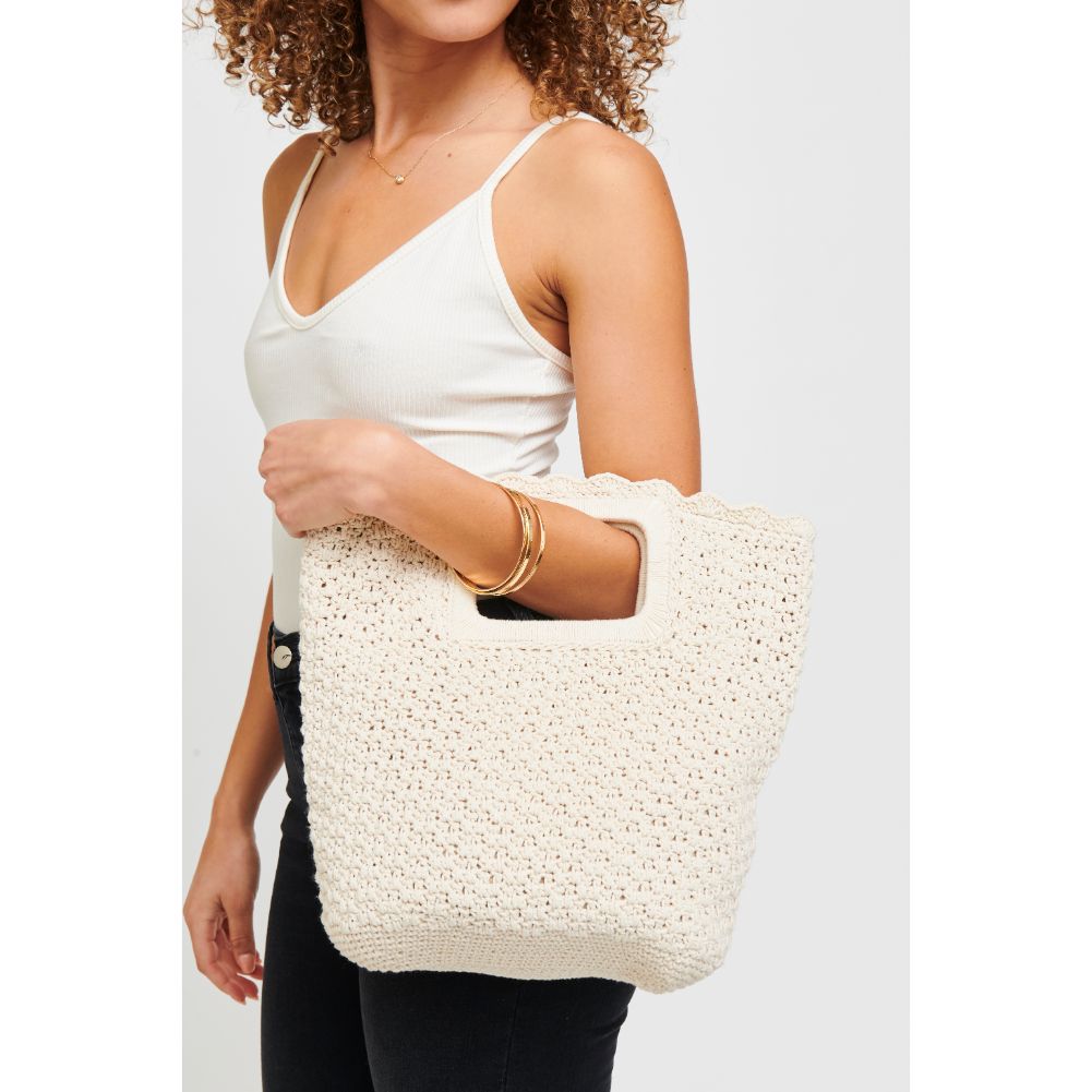 Woman wearing Ivory Urban Expressions Fiji Tote 840611182029 View 1 | Ivory