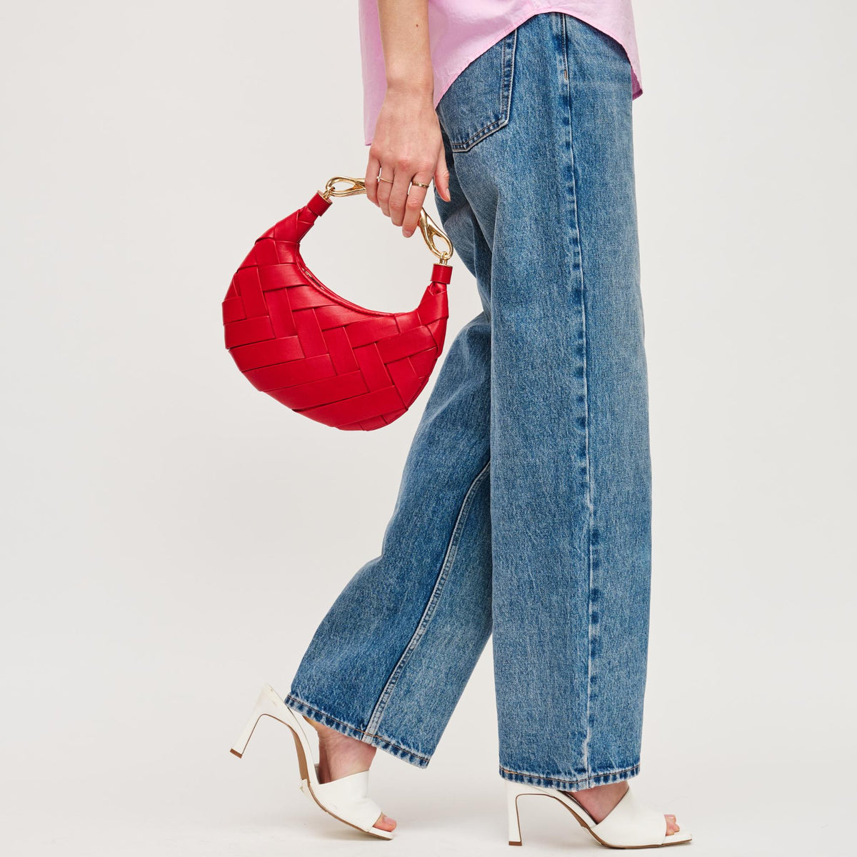 Woman wearing Red Urban Expressions Pamela Crossbody 840611147479 View 2 | Red