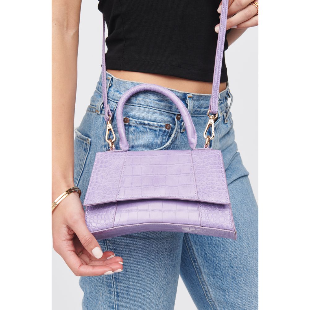 Woman wearing Lavender Urban Expressions Lucas - Croco Crossbody 818209018401 View 4 | Lavender
