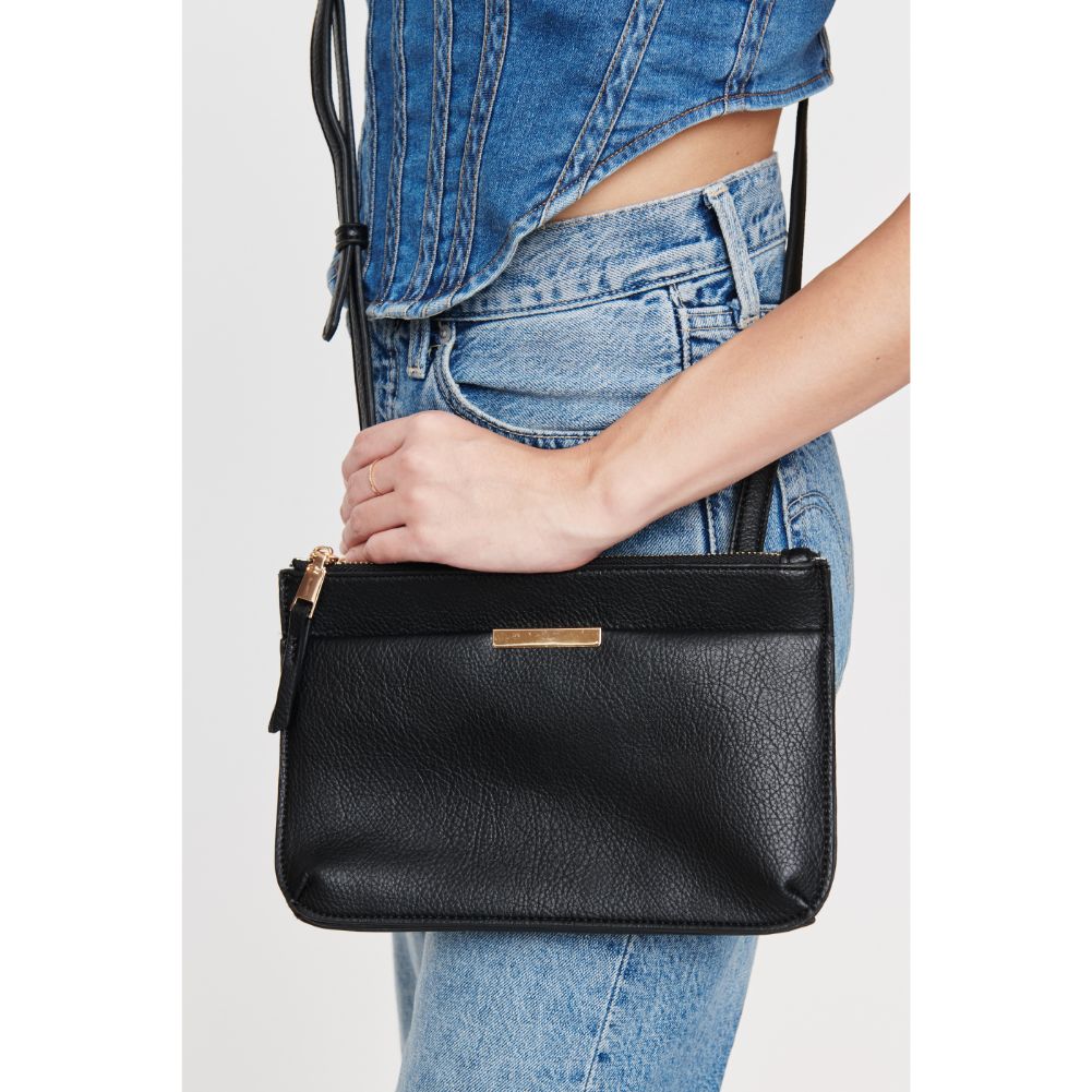 Woman wearing Black Urban Expressions Wyatt Crossbody 840611108692 View 4 | Black
