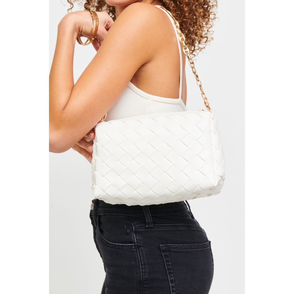 Woman wearing White Urban Expressions Elara Crossbody 840611179616 View 2 | White