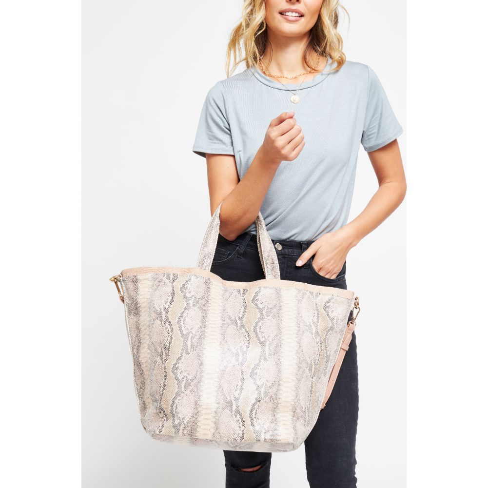 Woman wearing Natural Urban Expressions Maeve Tote 840611181428 View 1 | Natural