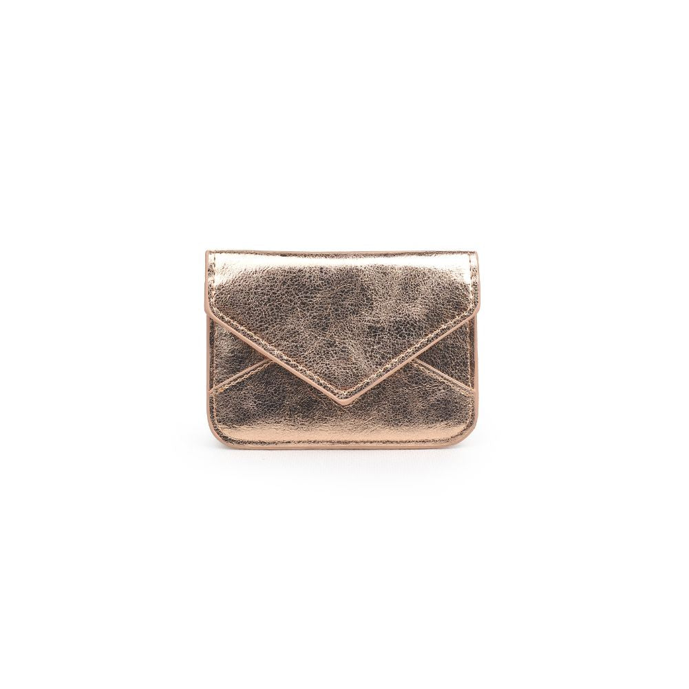 Woman wearing Rose Gold Urban Expressions Fifi Metallic Card Holder 840611119438 View 5 | Rose Gold