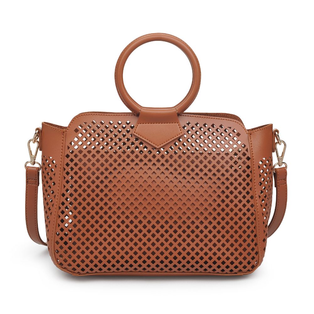 Woman wearing Tan Urban Expressions Jaclyn Satchel 840611169648 View 7 | Tan