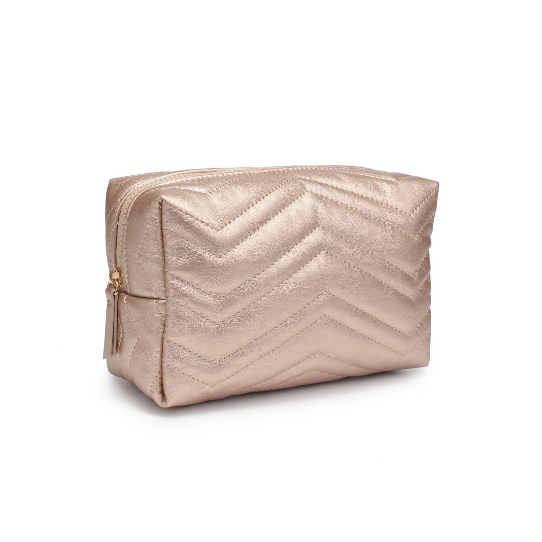 Urban Essentials Chic Stitch Cosmetic & Travel Organizer Pouch 840611197191 View 6 | Gold