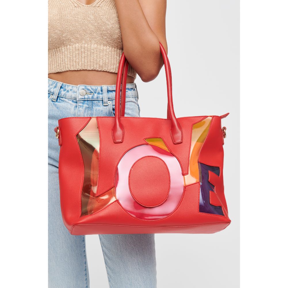 Woman wearing Red Urban Expressions Love Tote 840611160706 View 1 | Red