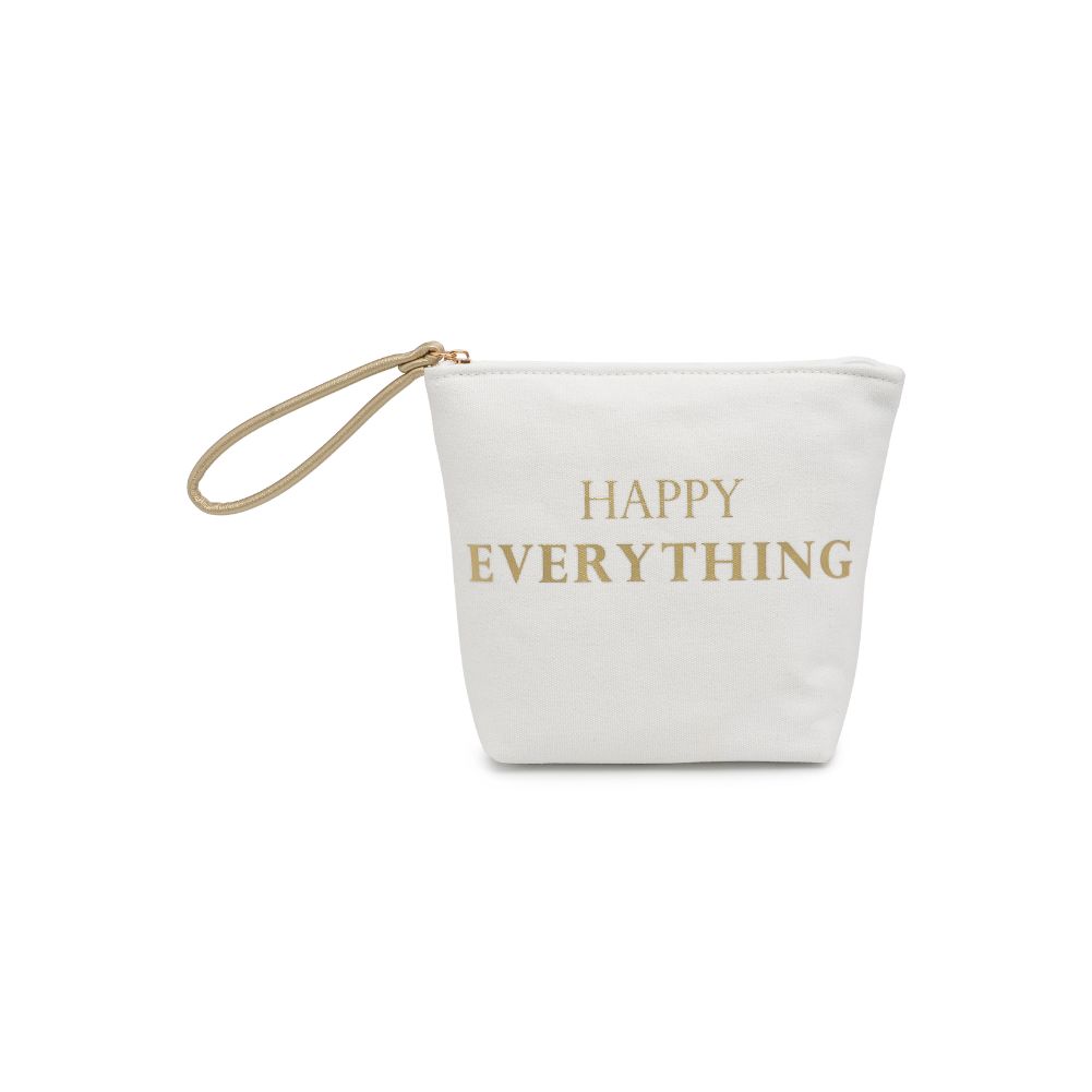 Woman wearing Happy Everything 2 Urban Expressions Carry-All Writing Wristlet 818209013420 View 5 | Happy Everything 2