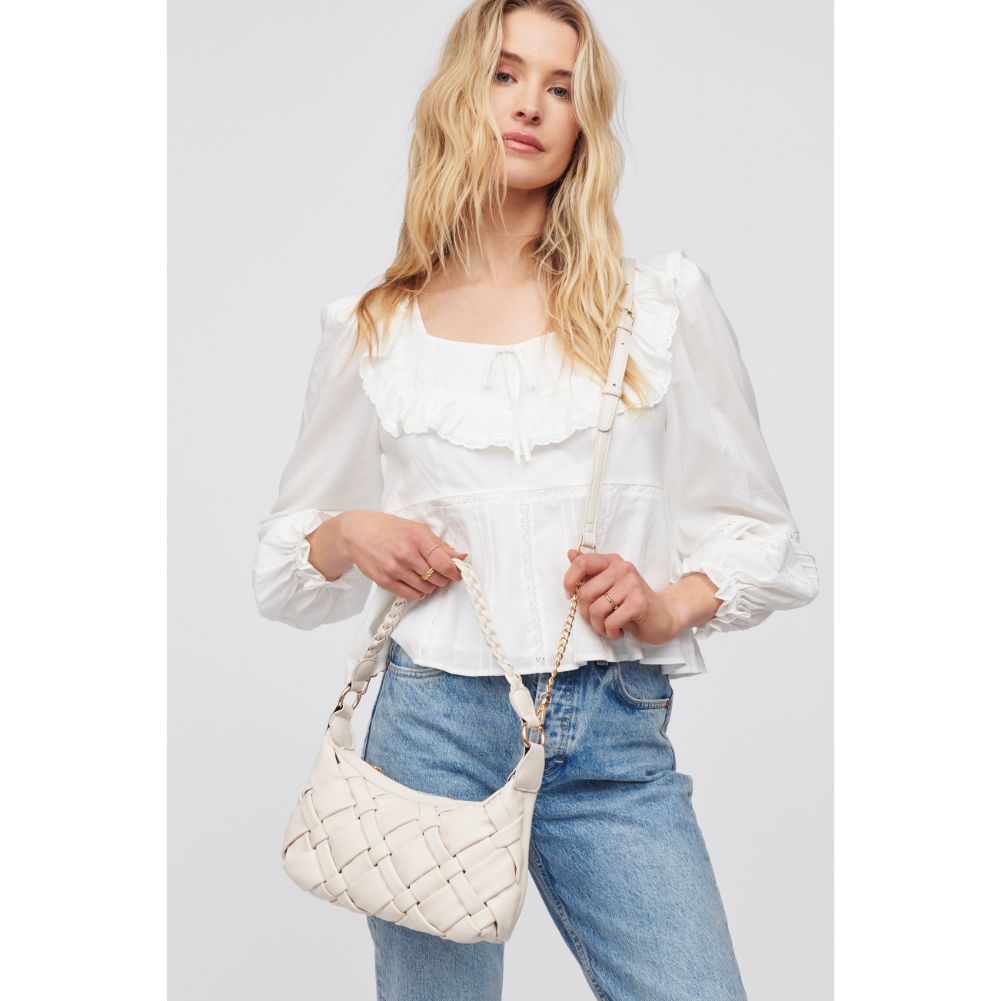 Woman wearing Oatmilk Urban Expressions Paulette Baguette 818209016438 View 2 | Oatmilk